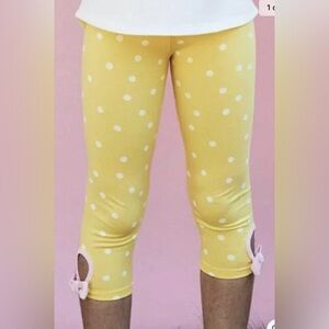 Matilda Jane Yellow Submarine Polka Dot Kids Leggings 14 pink bow summer spring